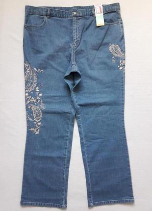 Мегаклассные стрейчеві фірмові джинси з вишивкою висока посадка батал m&s