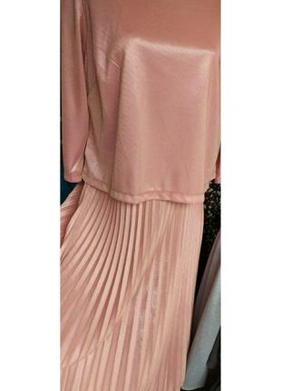 Итальянское элегантное двойное платье с юбкой плиссе5 фото