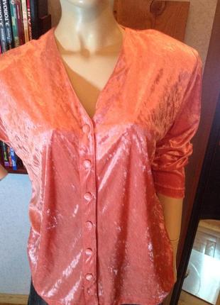 Велюрова, м'якенька блуза - сорочка бренду frank saut, р. 56-58