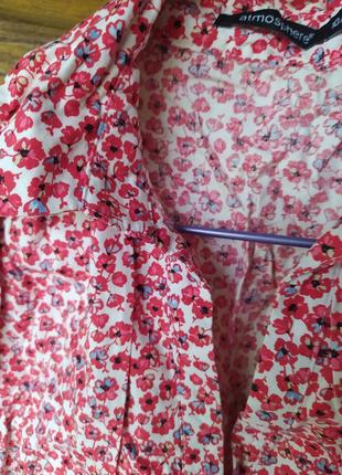 Блуза, сорочка квітковий принт, короткий рукав,  рубашка цветочный принт3 фото