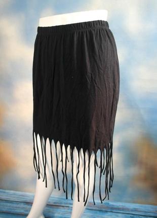 Черная короткая юбка с бахромой по низу s l6 фото