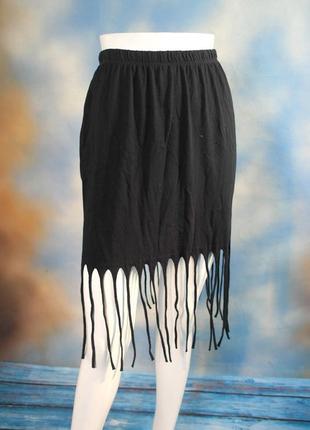 Черная короткая юбка с бахромой по низу s l4 фото