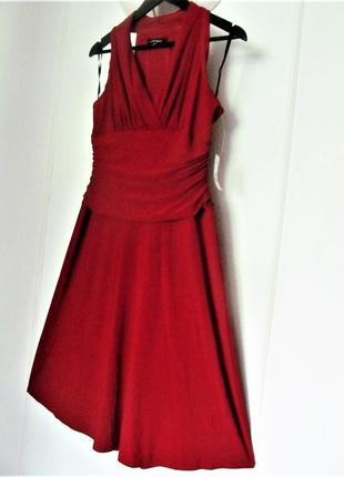 Платье а-силуэт, вырез "холтер" и драпировка по торсу, размер 10 (usa)3 фото