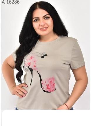 Стильна жіноча футболка рр 50-54 в кольорах