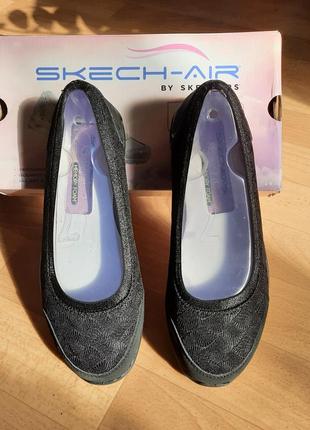 37р. skechers. женские текстильные черные балетки туфли. оригинал.6 фото