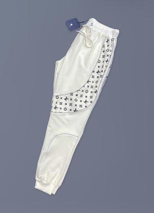 Спортивные штаны с принтом белые турция / спортивні штани брюки чоловічі білі турречина