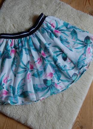 Летящая шифоновая летняя юбка в растительный принт от guess.оригинал.новая.2 фото