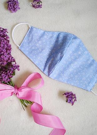 Маски багаторазові "квіти на блакитному" бавовна хлопок