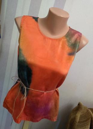 Шелк шелковая блуза топ винтаж батик