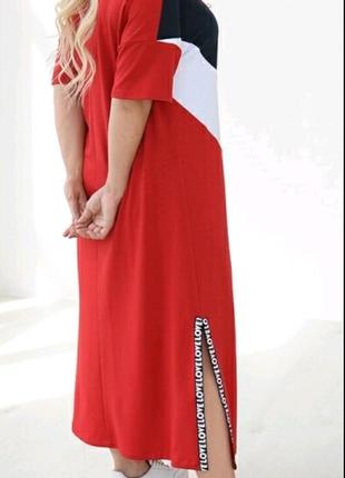 Платье свободного кроя  длинное двухнитка с розрезом9 фото
