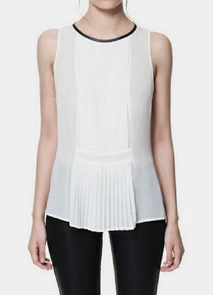 Zara блуза, блузка, топ, футболка, нарядная блузка плиссе, в складку