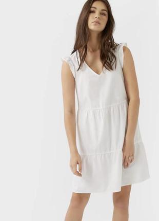 Біле фірмове плаття з бавовни літній, бавовняне, сарафан в сільському стилі