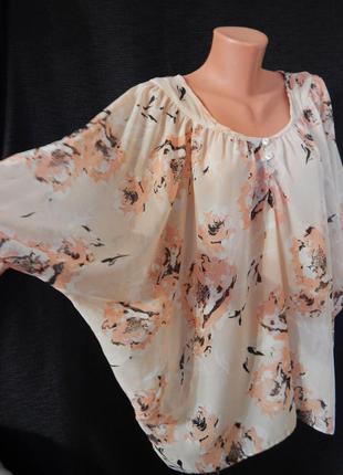 Нюдовая блузка в цветочный принт от reacocks (размер 16)1 фото