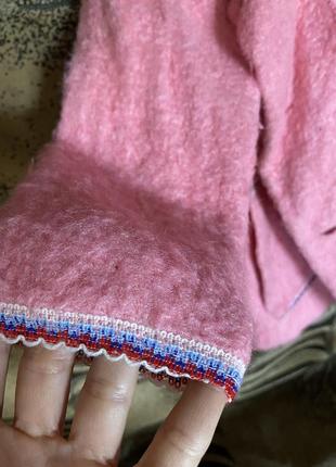 Рожева кудлата шубка кожушок штучна дитяча з кишенею пальто3 фото