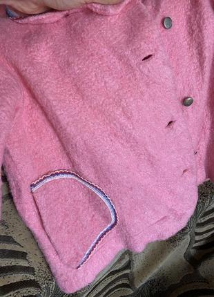 Рожева кудлата шубка кожушок штучна дитяча з кишенею пальто2 фото