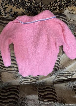 Рожева кудлата шубка кожушок штучна дитяча з кишенею пальто5 фото