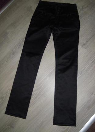 Черные атласные брюки на флисе зимние1 фото