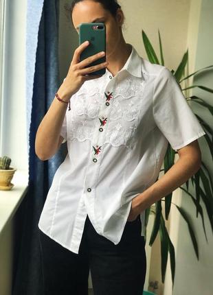 Винтажная рубашка с вышивкой кружевом винтаж австрия