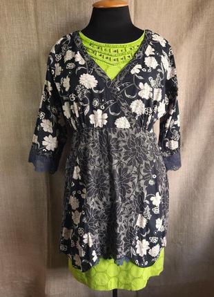 Женская блуза туника с цветочным принтом1 фото