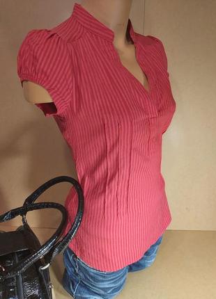 Офисная блуза h&m. рубашка офисная приталенная. красная блуза офис стретч2 фото
