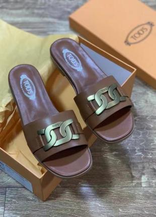 Шлепанцы босоножки tod's натуральная кожа