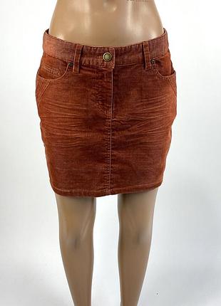 Юбка мини Top gina, микровельвет, коричневая