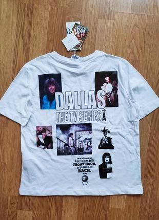Футболка zara "dallas" біла з принтом з фільму "даллас" нова преміум зара розмір 36 44 s7 фото