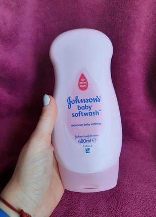 Johnsons baby softwash гель-крем для душу купання дитячий мягеое очищення шампунь без члез