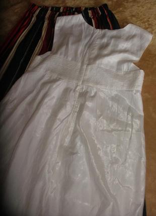 Белое легкое свободное нарядное  платье без рукавов6 фото