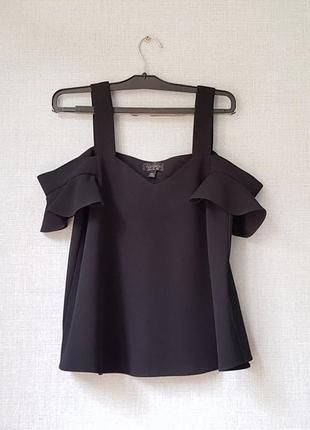 Топ, блуза с открытыми плечами black bardot черного цвета от topshop5 фото