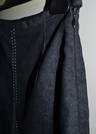 Тёмно-синяя джинсовая юбка трапеция ,а-силуэт .франция4 фото