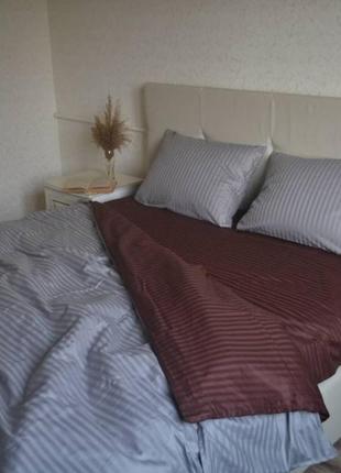 Комбинированный комплект постельного белья из страйп сатина, 💯 хлопок, разные размеры5 фото