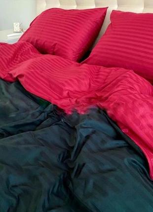 Комбинированный комплект постельного белья из страйп сатина, 💯 хлопок, разные размеры3 фото