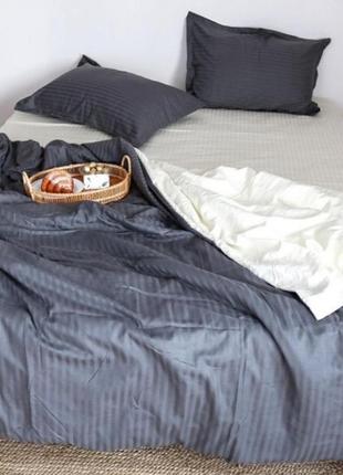 Комбинированный комплект постельного белья из страйп сатина, 💯 хлопок, разные размеры10 фото