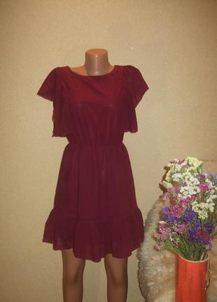 Шифоновое платье ,шикарного цвета марсала5 фото
