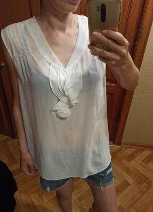 Белая шифоновая блузка безрукавка