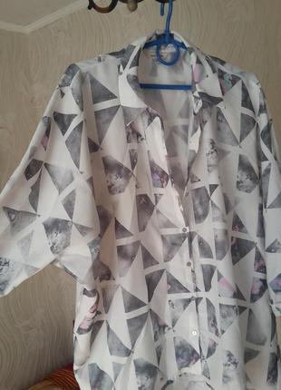 Блуза разлетайка, интересный крой, оверсайз, рубашка полиэстер1 фото