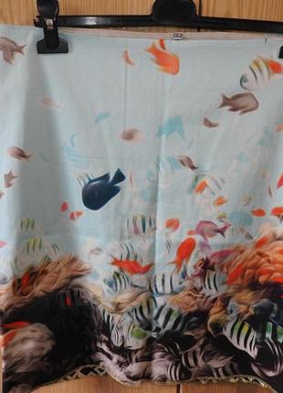 Юбка с принтом рыбы море размер l спідниця риби