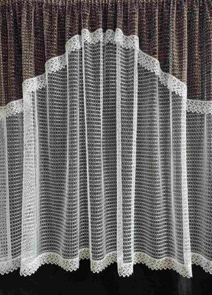 Тюль сетка на окно с ламбрикеном и кружевом