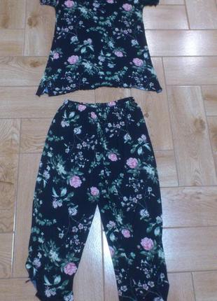 Пижама женская хлопковая цветы піжама жіноча бавовняна квіти angelina р.l🇹🇷