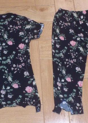 Пижама женская хлопковая цветы🌸піжама жіноча бавовняна квіти angelina р.l🇹🇷3 фото