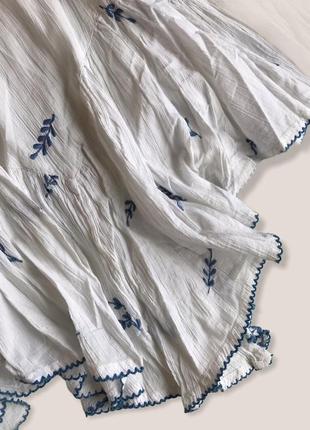 Белая хлопковая юбка миди monsoon с вышивкой3 фото