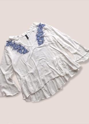 Белая блуза h&m с вышивкой4 фото