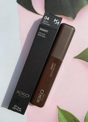 Коричневая тушь с эффектом панорамного объёма ресниц kiko milano smart