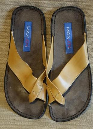 Практичні відкриті шкіряні шльопанці кремового кольору max joy пакистан 42 р. ( 28 див.)3 фото