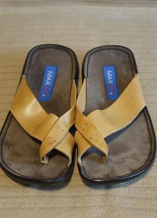 Практичні відкриті шкіряні шльопанці кремового кольору max joy пакистан 42 р. ( 28 див.)2 фото