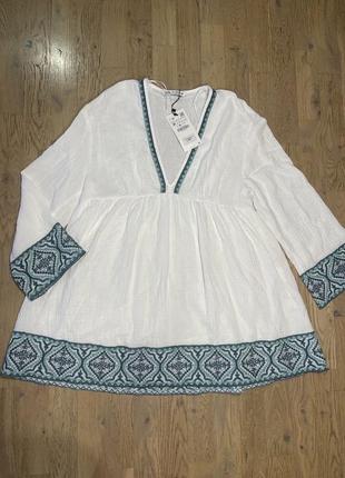 Сукня туніка з вишивкою сорочка вишита zara оригінал6 фото