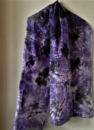 Повітряний великий шарф/ шаль з шовку .ручний розпис.