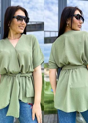 Блузка з поясом жатка 42-56 р-р