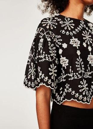 Zara вышитый топ/блуза с пышными рукавами3 фото